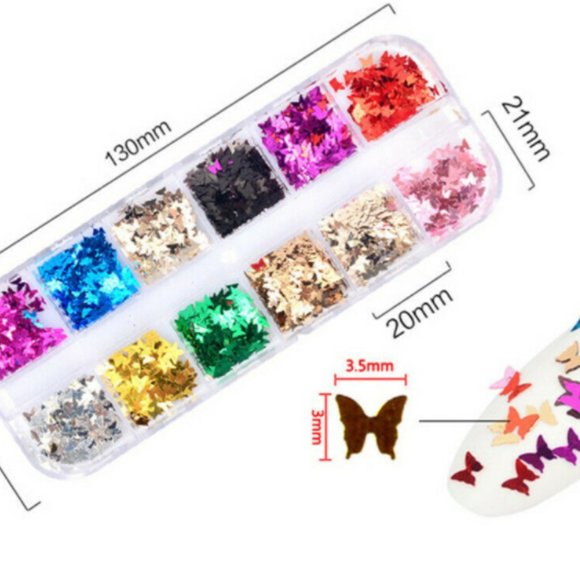 Butterfly Shape Nail Art Glitter Flakes 3D Colorfu - Picture 7 of 7